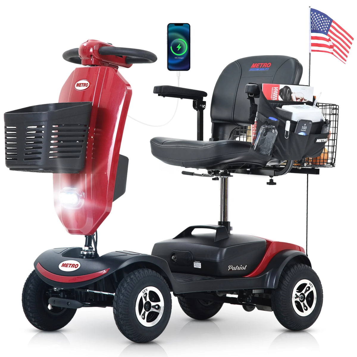 4-Wheel Mobility Scooter with Windshield – 300W, 10-Mile Range