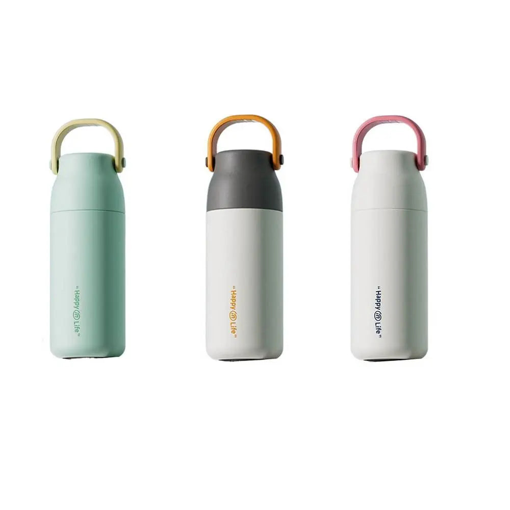 500ml Handheld Vacuum Thermos Bottle – 316 SS Interior, 360° Leakproof, CIQ Certified, Light Green/White/Orange