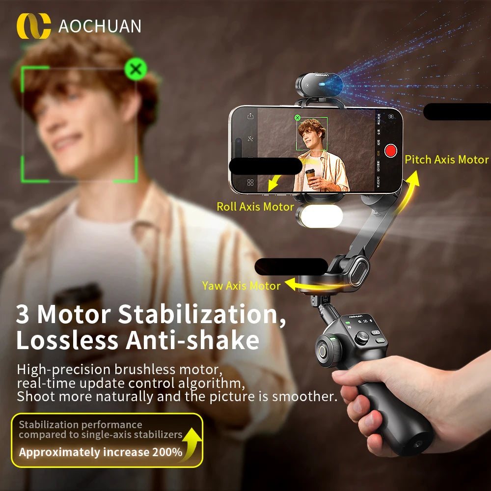 AOCHUAN 3-Axis Handheld Gimbal Phone Stabilizer — Smooth Video for iPhone & Android