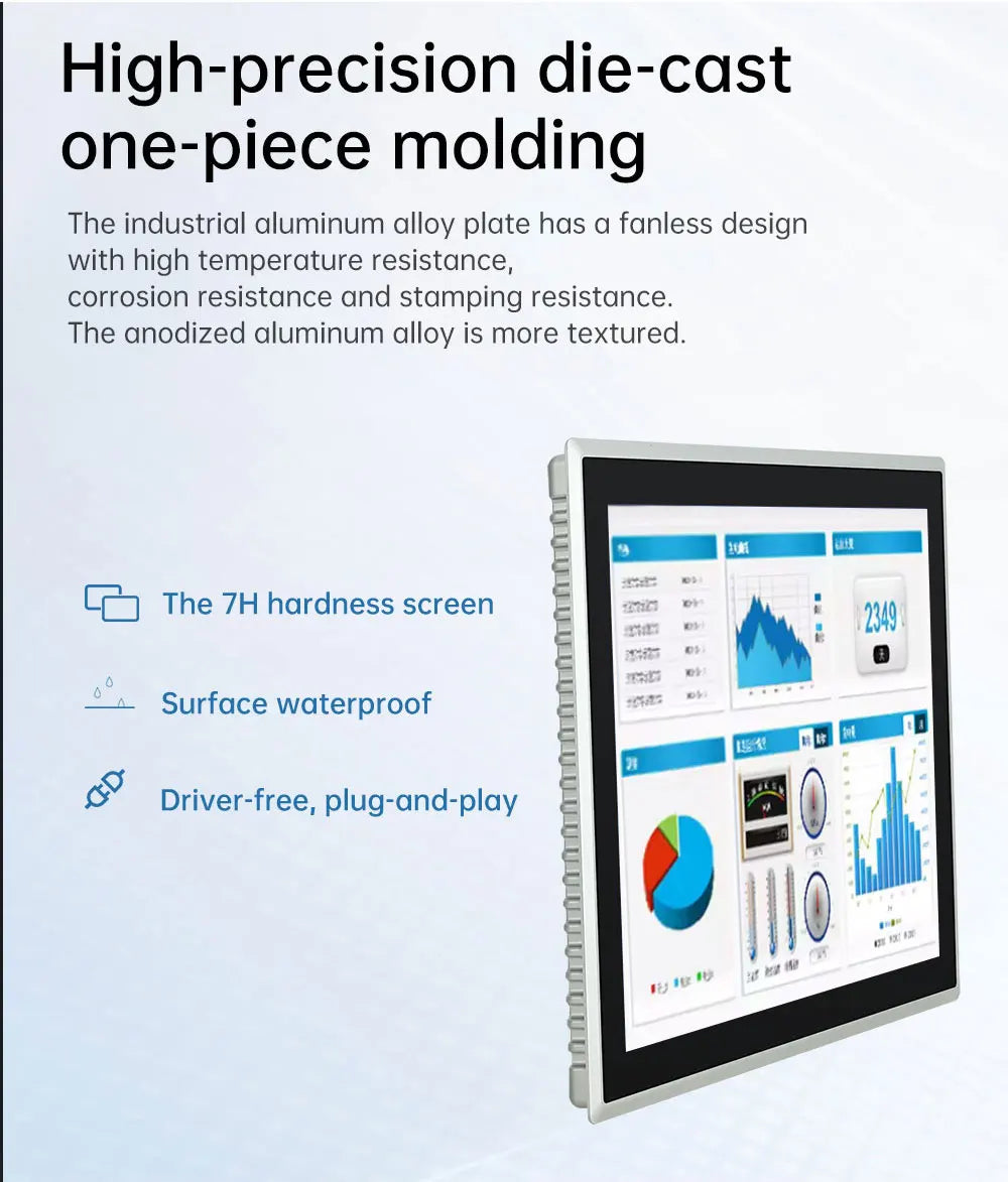 TouchWo IP65 Industrial All-in-One PC – 8" to 21.5" PCAP Touch, 1080p, Win10, Embedded/Wall Mount