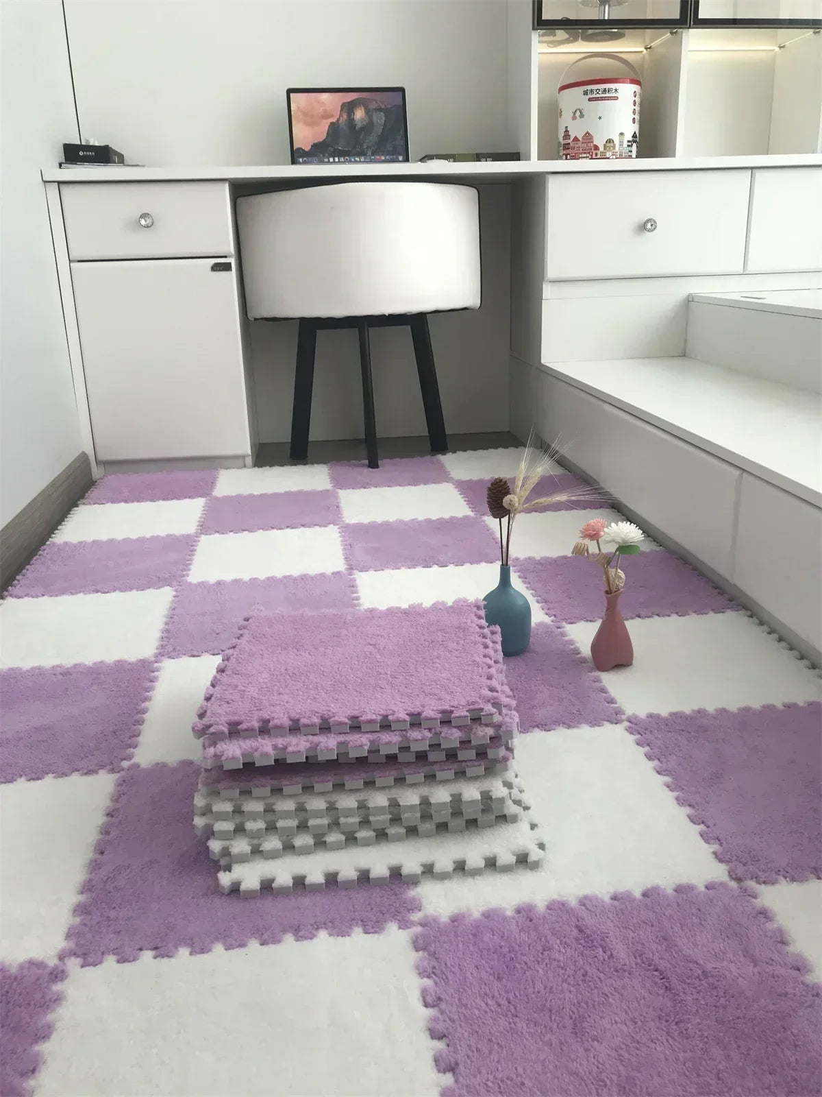 Soft Plush Kids Play Mat – Interlocking Foam Puzzle Carpet Tiles for Children, 10 or 20 Pcs