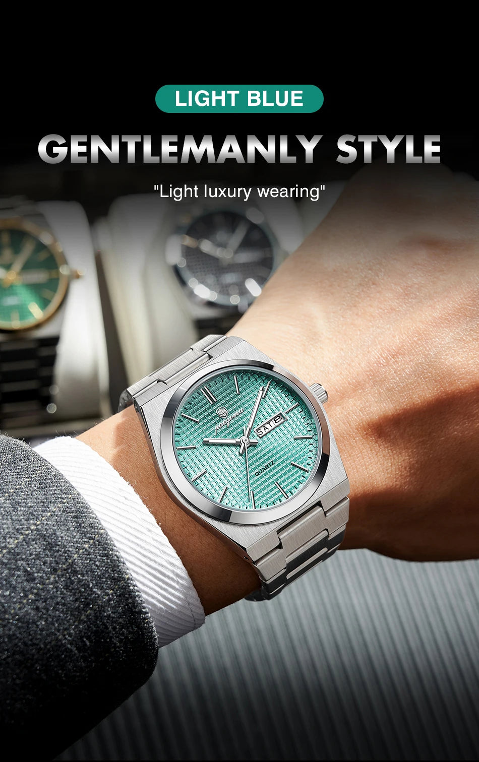 PAAZOMU Men's Luxury Waterproof Quartz Watch | Luminous Date Week Stainless Steel Sport Wristwatch