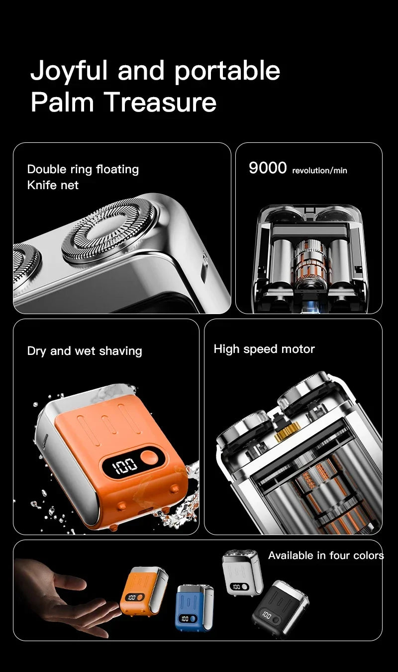 HAOYUNMA R20 Mini Electric Shaver – LED Display, Magnetic Blade, Waterproof, 120-Min Runtime