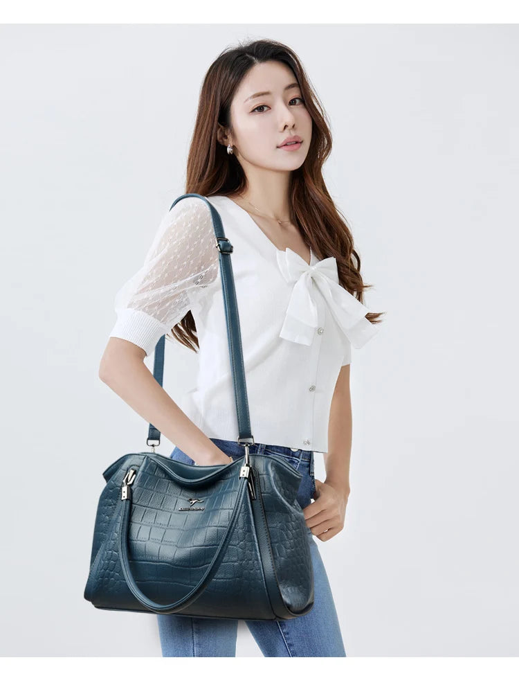 Luxury PU Casual Tote Shoulder Bag – Rivet & Sequin Designer Crossbody Handbag for Women