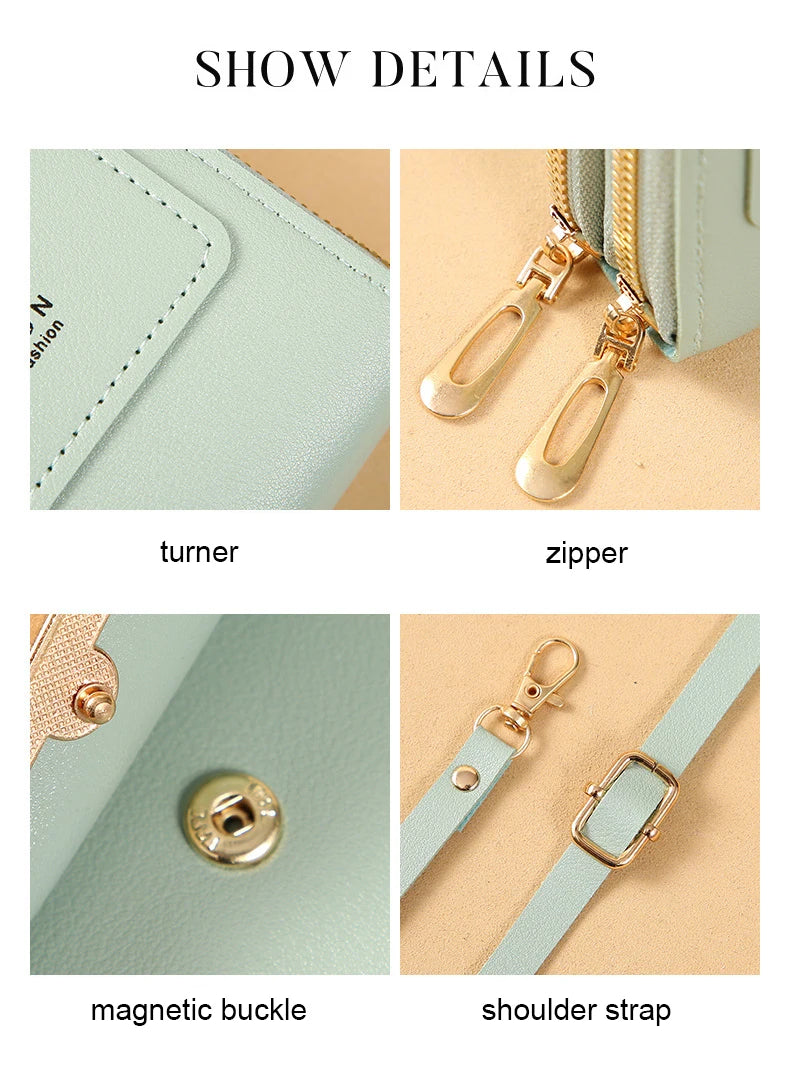 Women Crossbody Shoulder Bags Wallets Touch Screen Cell Phone Purse Soft Leather Strap Handbag for Female Luxury Messenger Bags