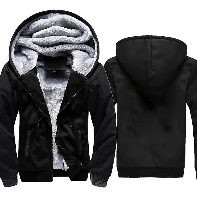 Men's Camouflage Fleece Hooded Zip Jacket – Thick Streetwear Coat for Autumn & Winter