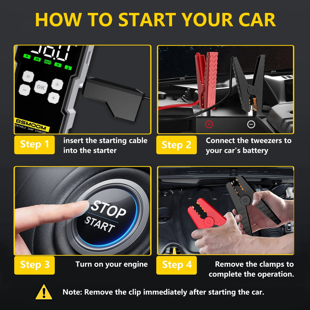 BIUBL 7000A Car Jump Starter with Air Compressor — 30000mAh Power Bank, 12V, Multi-Function