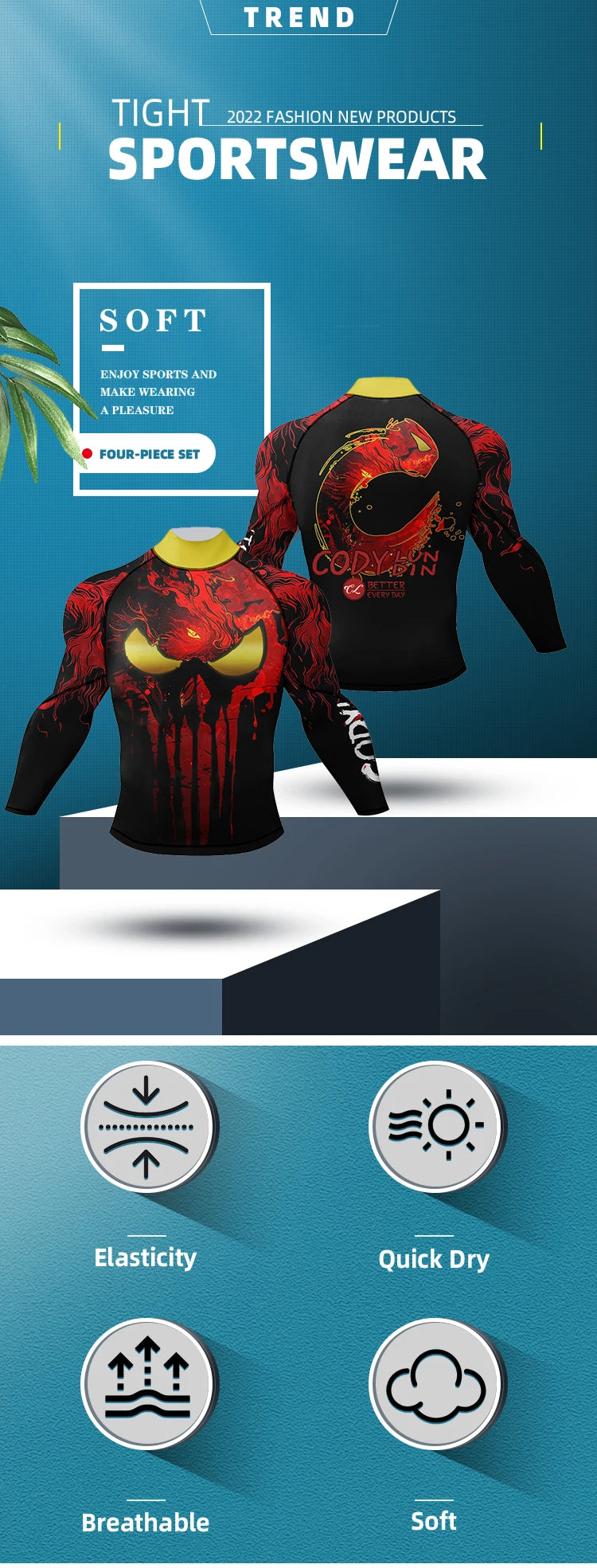 Men's MMA Rash Guard 4-Piece Fight Set – Sublimation Print Grappling Suit