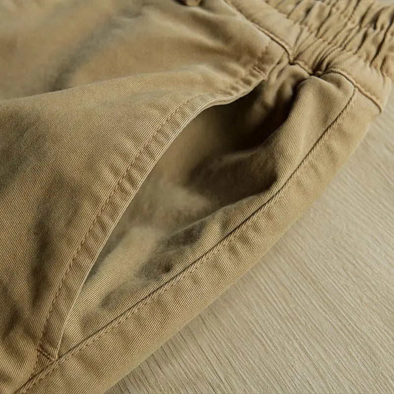 Men's Multi-Pocket Cargo Work Pants – Loose Fit Cotton Utility Trousers