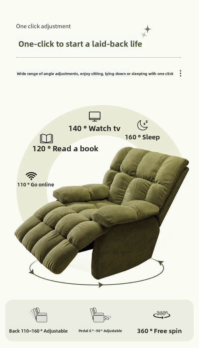 Five-Position Fabric Lounge Chair with Padded Arms