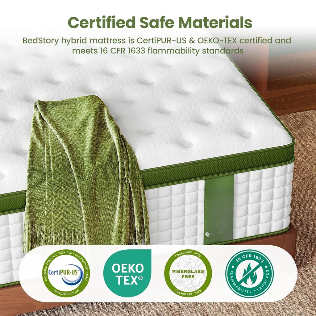12 Inch Queen Hybrid Mattress – Firm, Zoned Lumbar Support, Cooling & Back Pain Relief, Boxed
