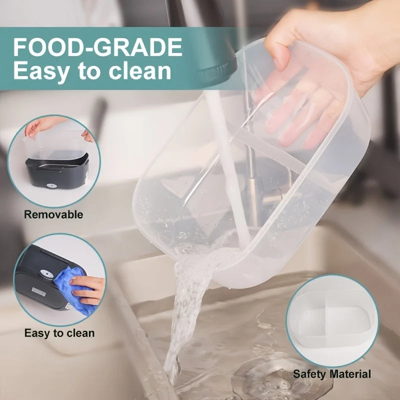 Electric Lunch Box Food Heater — Double Compartment Portable Warmer for Home, Car & Camping (110V-240V / 12V-24V)
