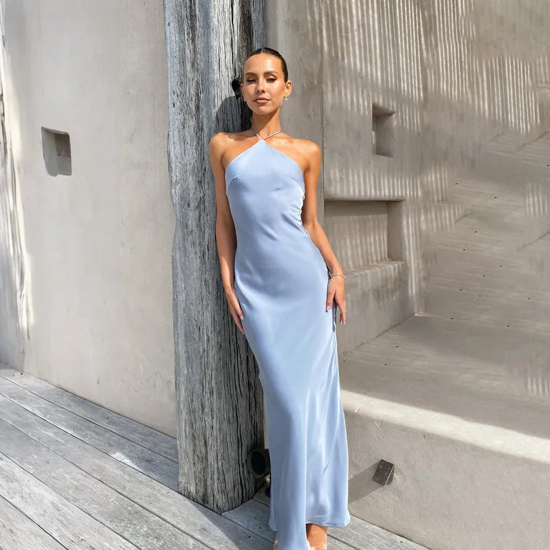 Sleeveless Backless Slim Maxi Party Dress — Sexy Solid Temperament Formal Dress
