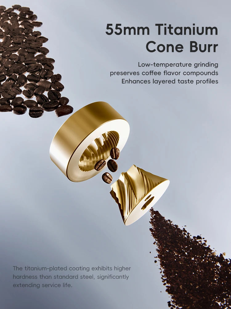 Electric Burr Coffee Grinder — 72W Conical Burr, 11+ Grind Settings, Aluminum Body
