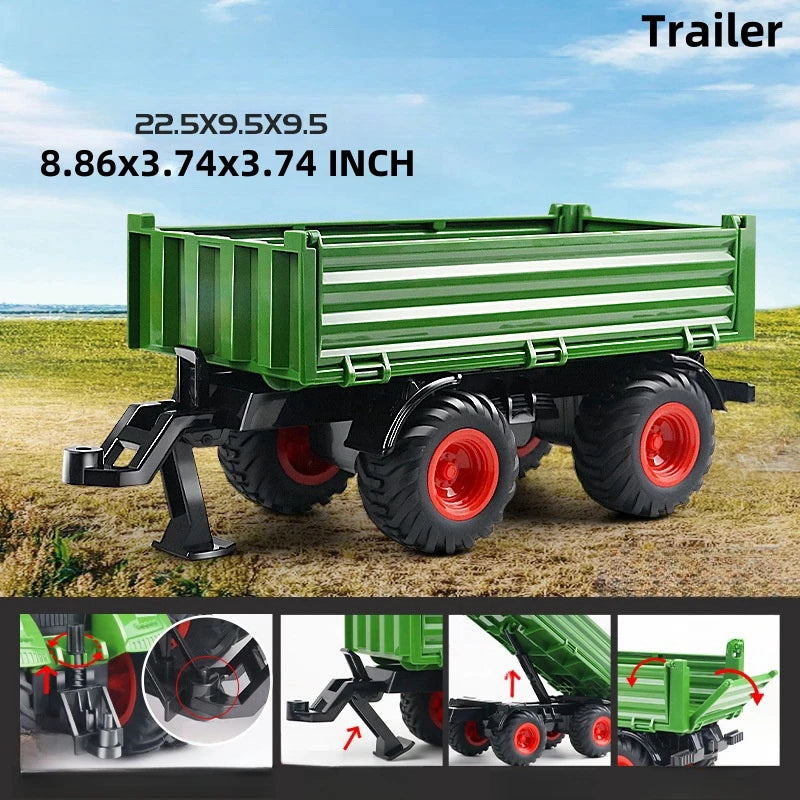 Large Scale Farm Tractor Toy Playset with Trailer & Accessories – DIY Farmer Transport Set