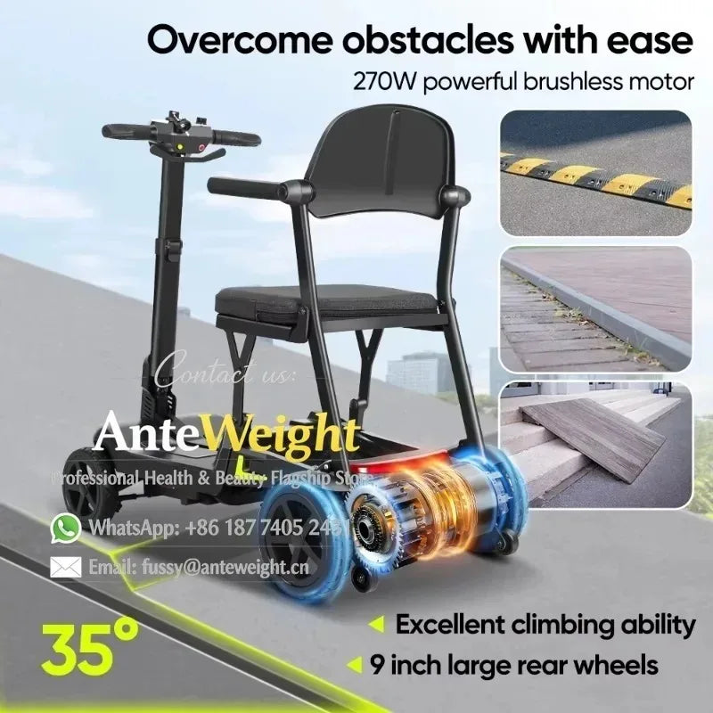 Lightweight 4-Wheel Mobility Scooter, Foldable
