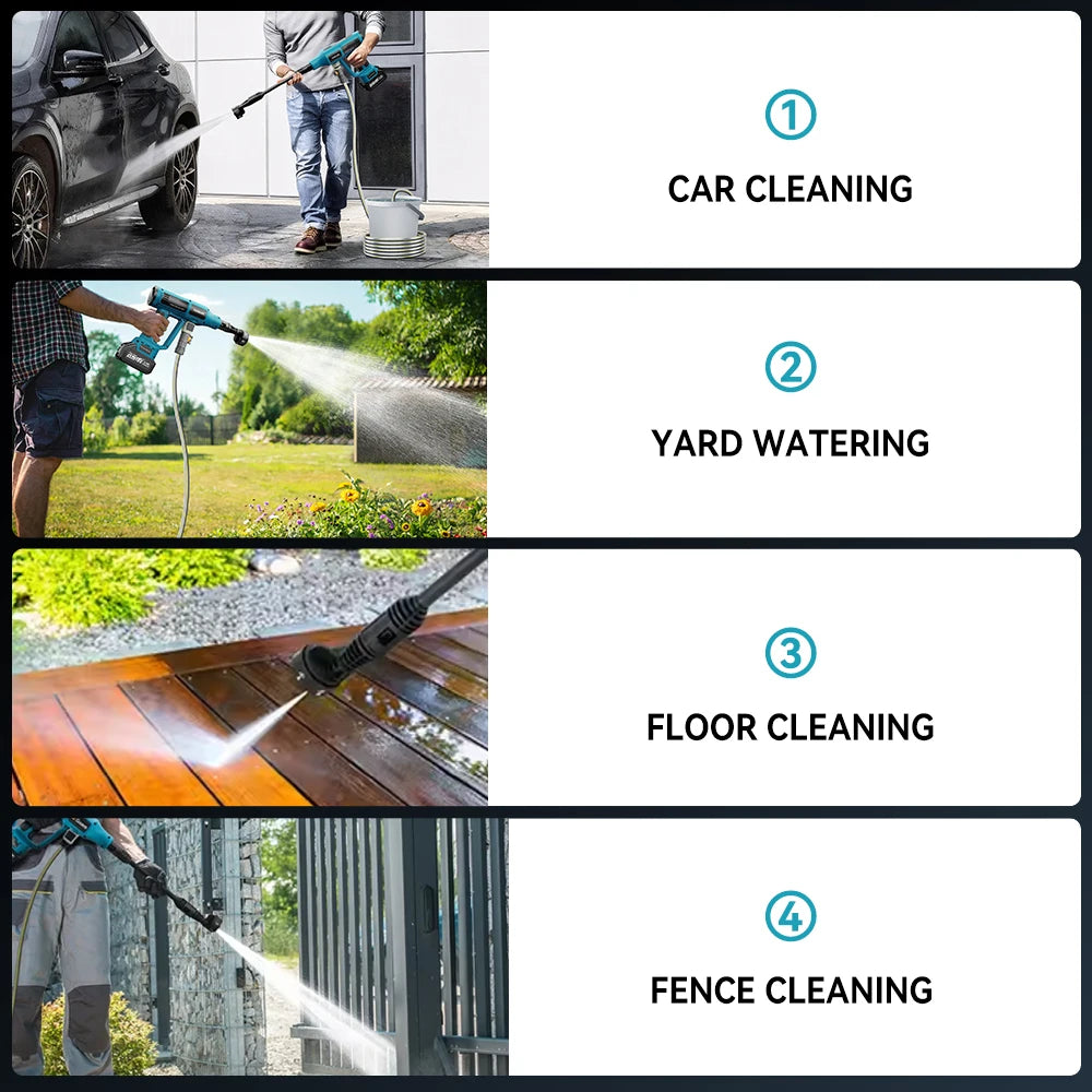 250 Bar Brushless Cordless Pressure Washer – 4 Gears, 6-in-1, Makita 18V Compatible