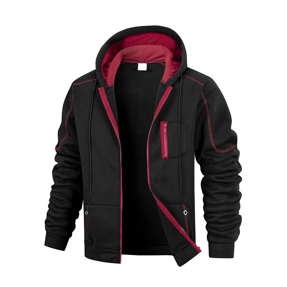 Men's Solid Color Zip Hoodie Jacket — Classic Everyday Zip-Up