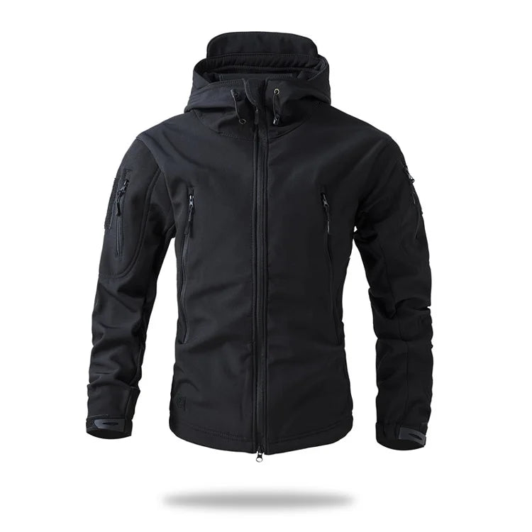 Men's Soft Shell Tactical Fleece Hooded Jacket