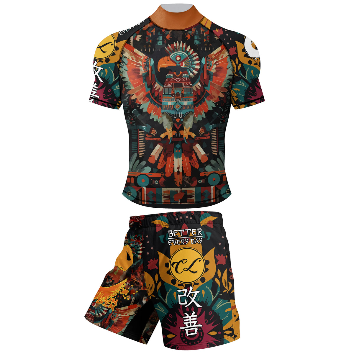 Men's MMA Rash Guard 4-Piece Fight Set – Sublimation Print Grappling Suit