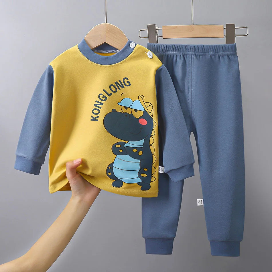 Kids' Unisex Cotton Cartoon Pajama Set | Soft Warm Sleepwear for Boys & Girls