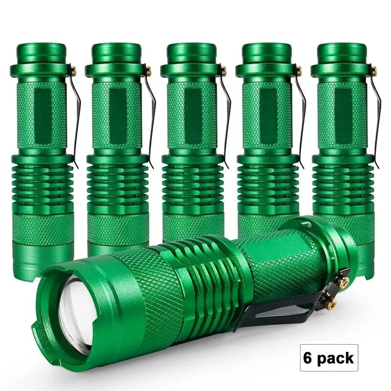 Portable LED Flashlight | Green, Blue & Red Light, Adjustable Focus, 160 Lumens, Waterproof Aluminum Pocket Torch