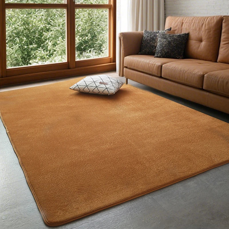 VIKAMA Solid Color Coral Velvet Rug – Soft Non-Slip Kids Play Mat & Bedroom Carpet