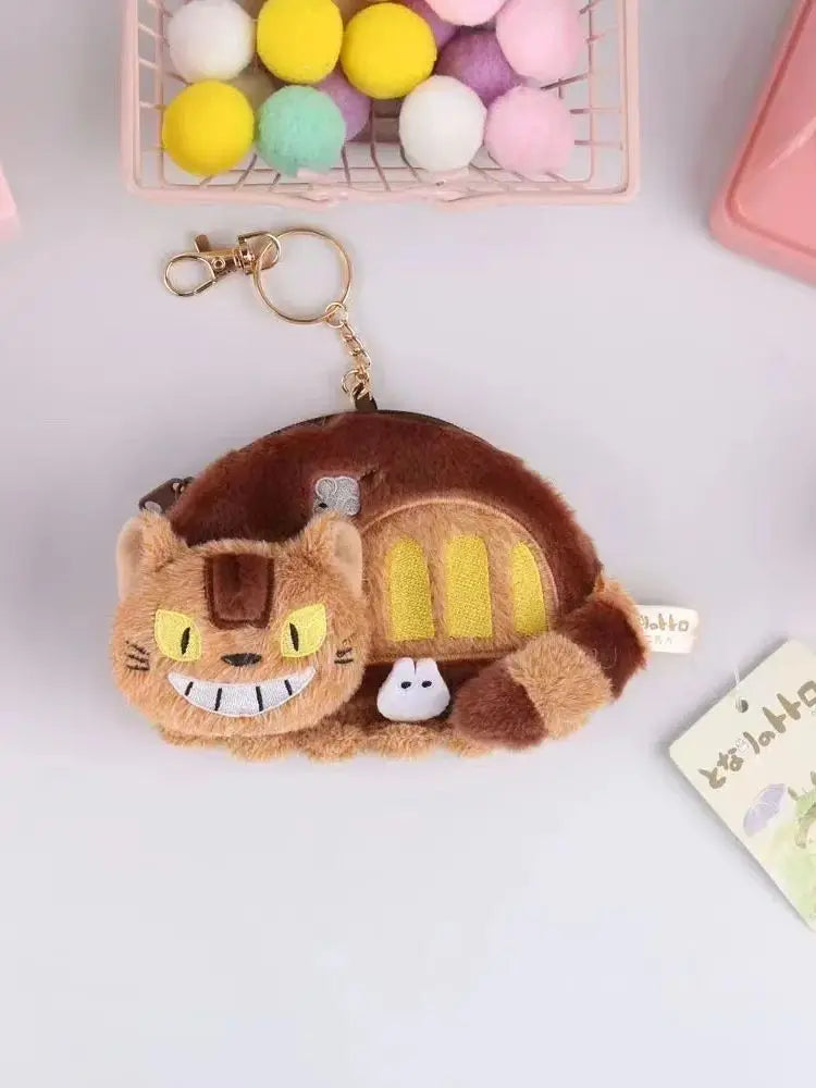 Anime Cat Bus Plush Coin Purse – Cartoon Shoulder Bag, Card Holder & Pendant Doll Gift