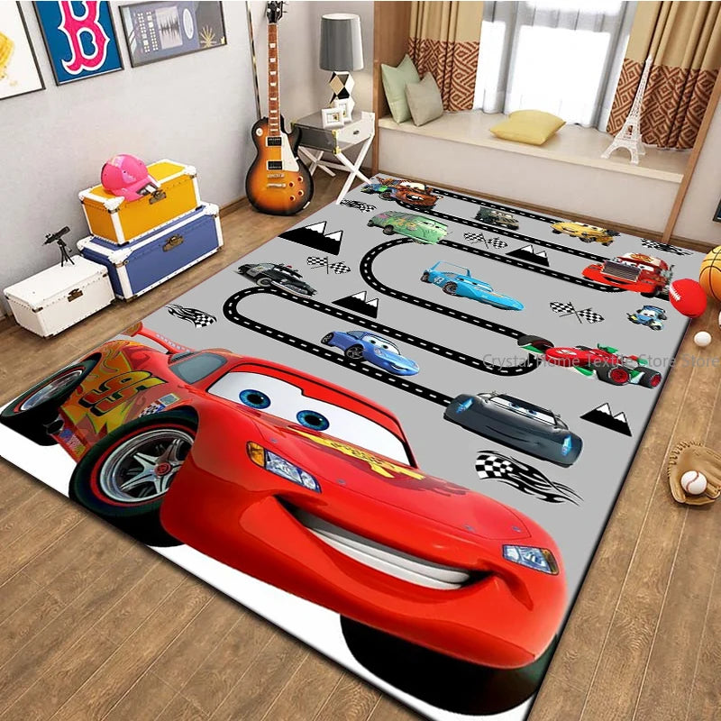 Cars McQueen Road Rug – Kids Motorway Play Mat for Living Room, Nursery & Kids Room