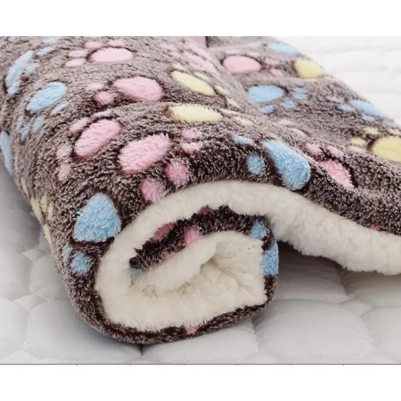 Bear Pattern Pet Sleeping Mat – Soft Thickened Fleece Dog & Cat Bed Blanket Pad, Washable