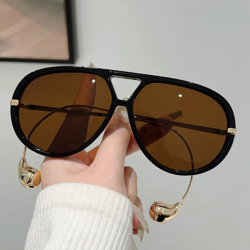 GM LUMIAS Oversized Pilot Sunglasses | Double Bridge Gradient Luxury Designer Shades for Women