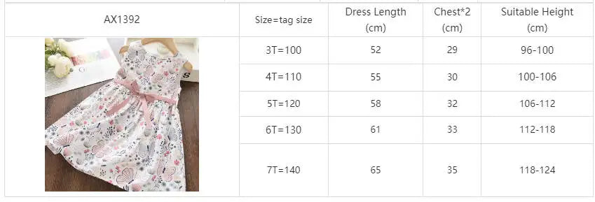 Floral Print Korean Girls Casual Dress — Summer Princess Dress for Children