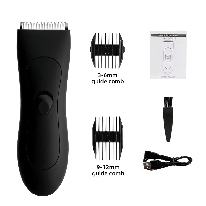 Full Body Hair Trimmer – Waterproof, Ceramic & Steel Blades, Bikini & Groin Safe, USB Rechargeable