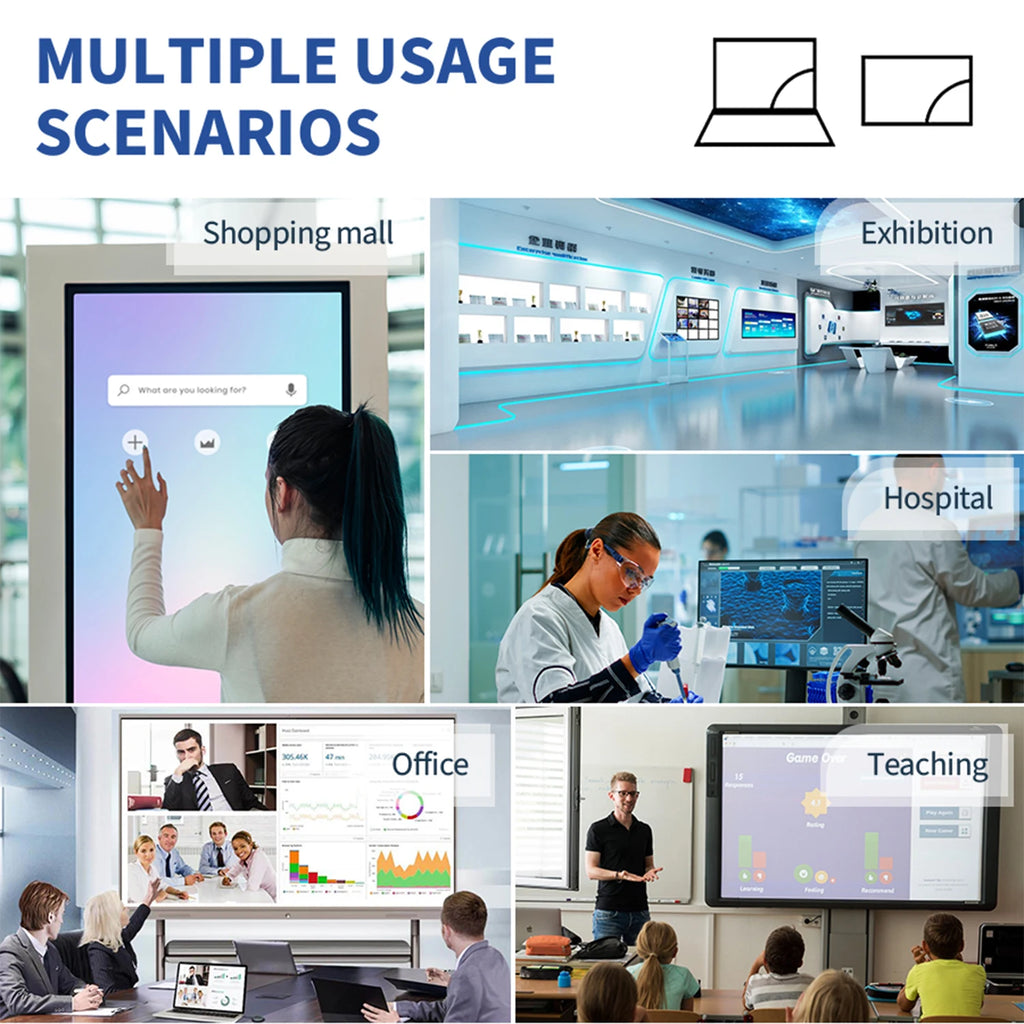TouchWo Interactive Whiteboard All-in-One Touch Computer – 32" to 65", 1080p, Office & Classroom