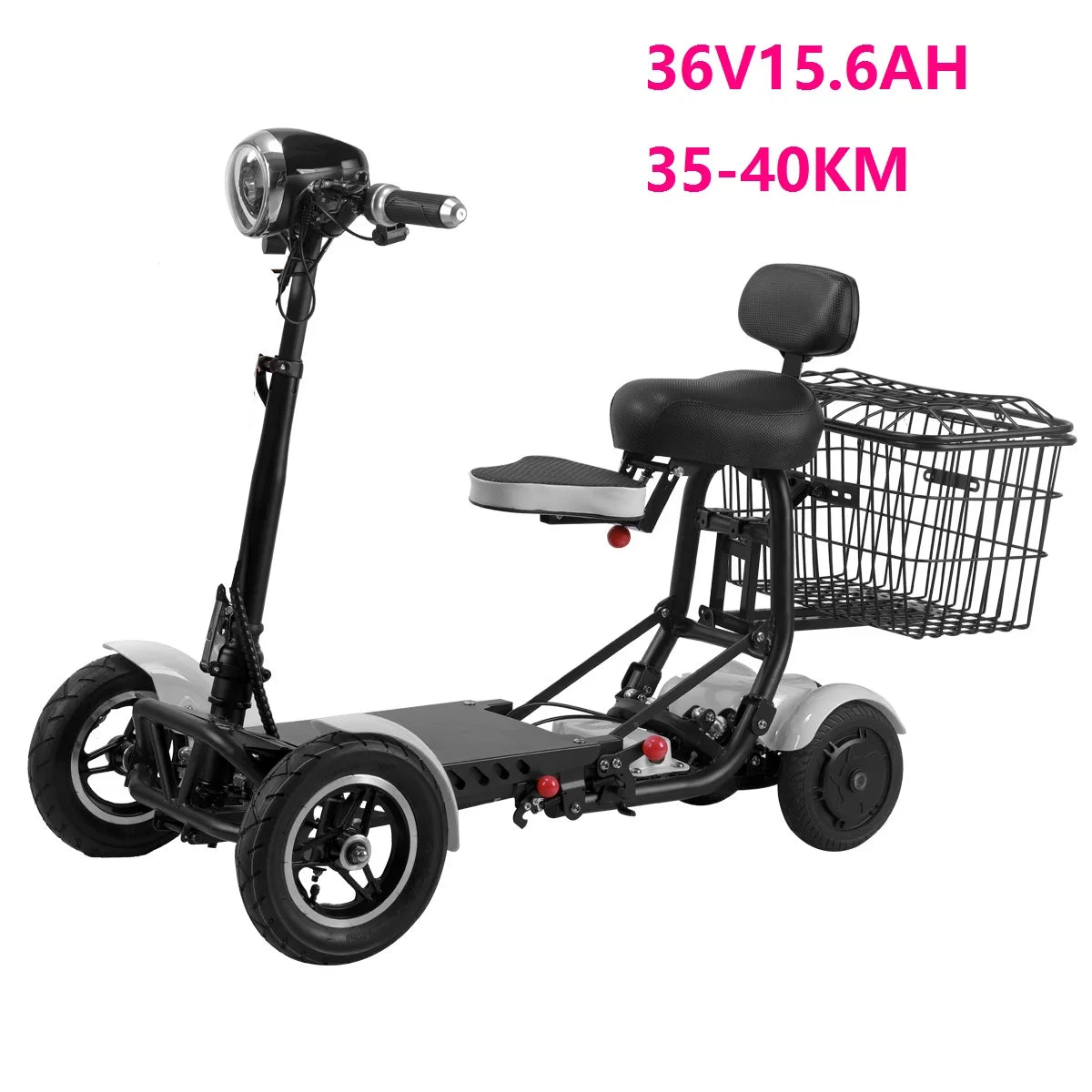 4-Wheel Mobility Scooter for Seniors, Foldable Electric Travel Scooter