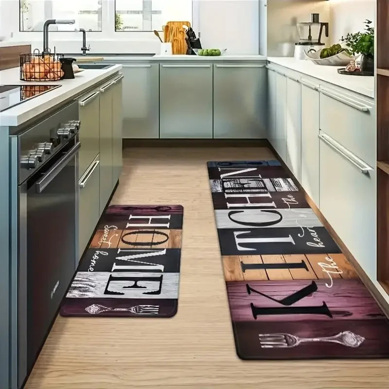 Vintage Wood Grain Kitchen Rug – Non-Slip Soft Mat for Kitchen, Hallway & Entryway