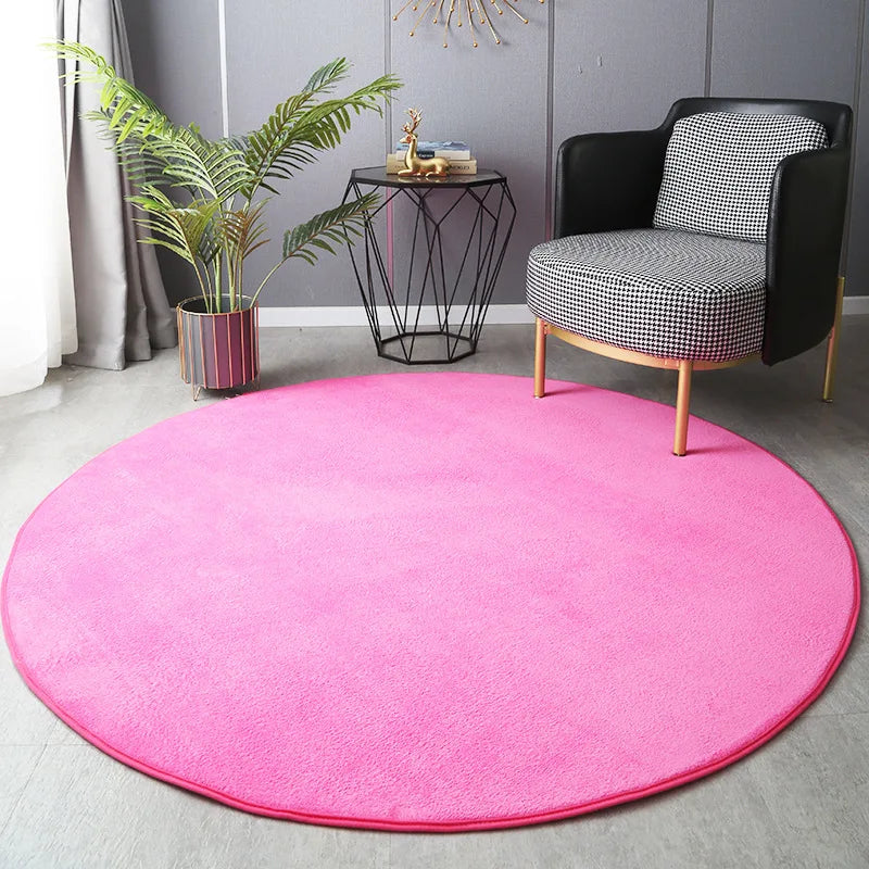Round Thickened Coral Velvet Carpet – Soft Bedroom & Living Room Circle Rug