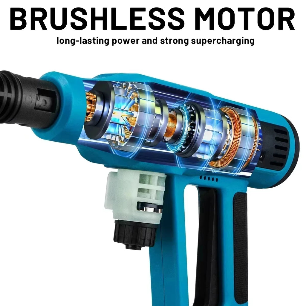 250 Bar Brushless Electric Pressure Washer Gun – 4-Speed Digital, 7L/min, Makita 18V Compatible, Foam Cannon Kit