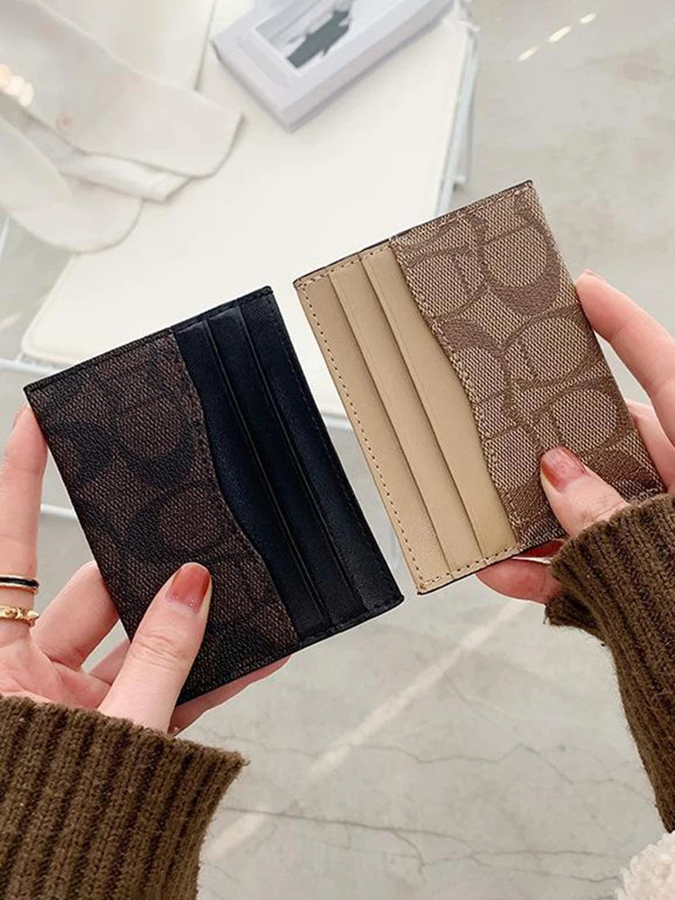 Women's Multi-Function PU Leather Card Holder Wallet – Short Coin Purse in Black & Khaki