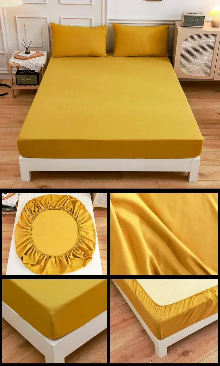 High-Quality Elastic Fitted Sheet – Solid Color Mattress Cover, 80–200cm, Single to King