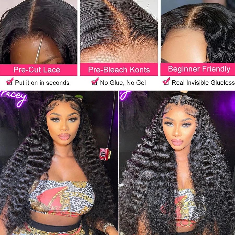 13x4 13x6 Deep Wave Transparent Lace Front Human Hair Wigs Glueless Wigs Human Hair Ready To Wear 6x4 5X5 Closure Wig Preplucke