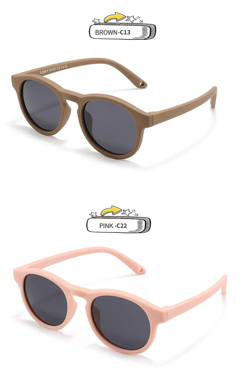WarBlade Kids Round Polarized Sunglasses | Silicone Flexible Safety UV400 Baby Eyewear 0-3 Years