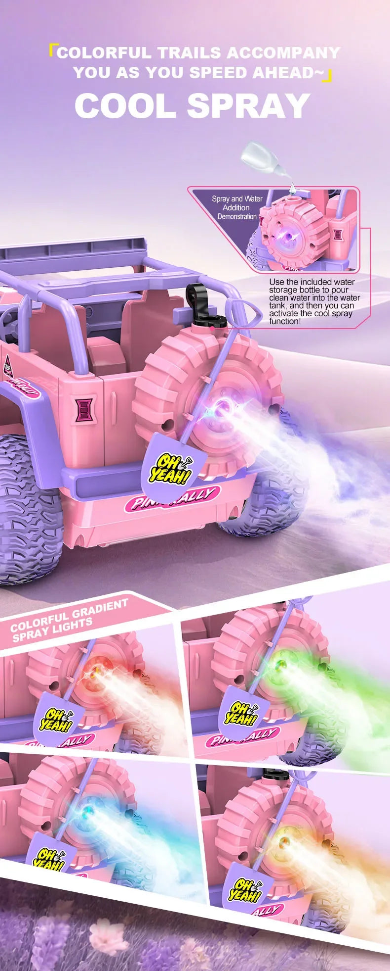 1:16 New Spray Remote Control Car  2.4G DIY stickers music light spray off-road toy car for Girls Toy Car