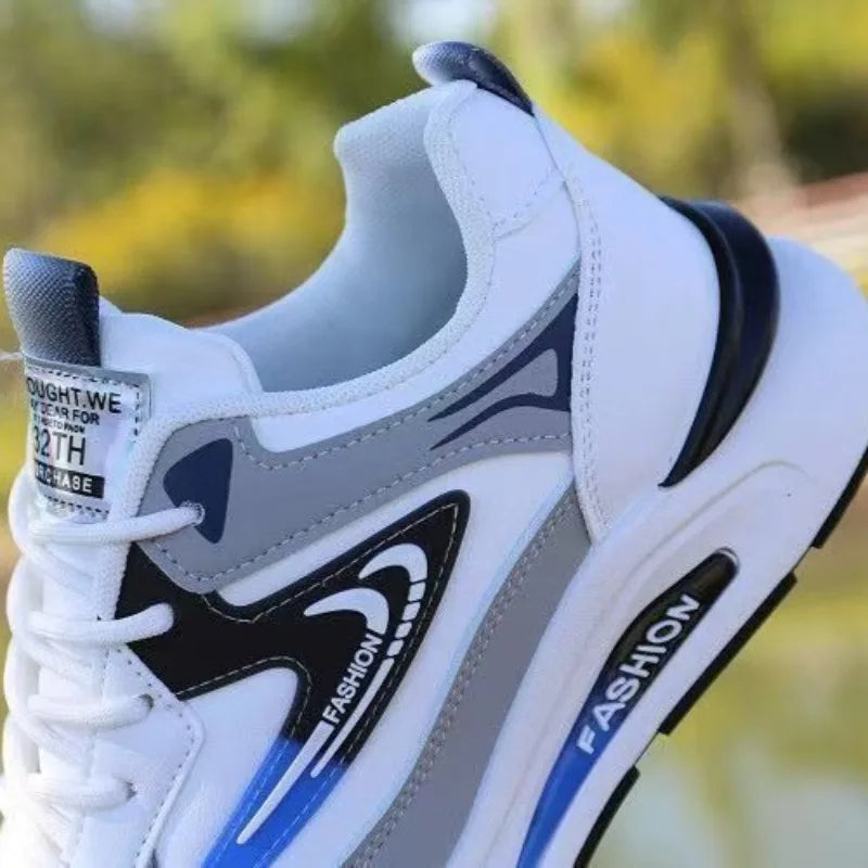 Men's Lightweight PU Leather Casual Sneakers – Breathable Tennis & Running Shoes