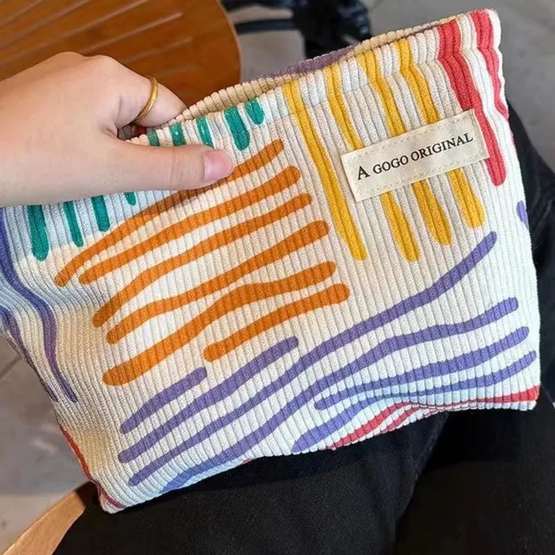 Large Capacity Corduroy Travel Cosmetic Bag