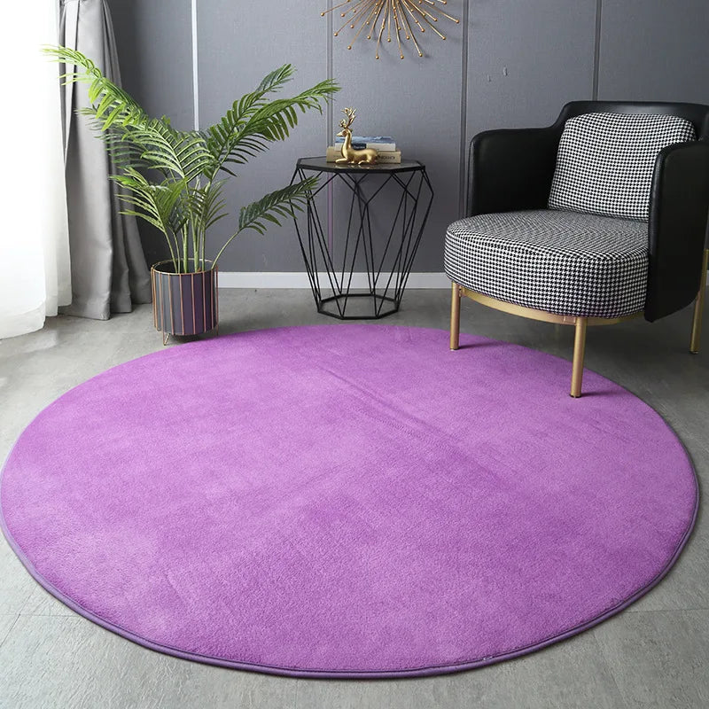 Round Thickened Coral Velvet Carpet – Soft Bedroom & Living Room Circle Rug
