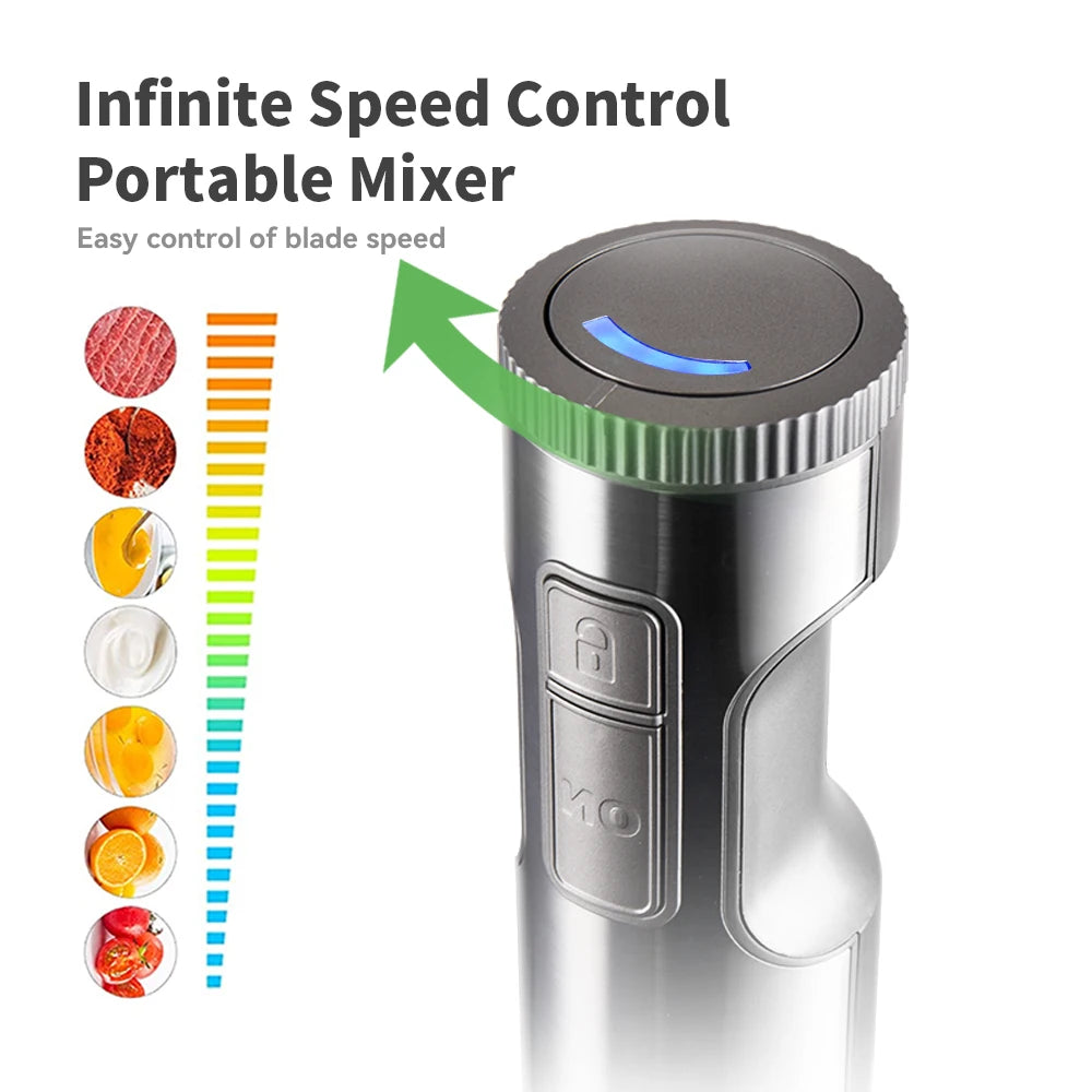 4-in-1 Hand Immersion Blender – Stainless Steel Stick Mixer, 700ml Beaker, 500ml Processor & Whisk