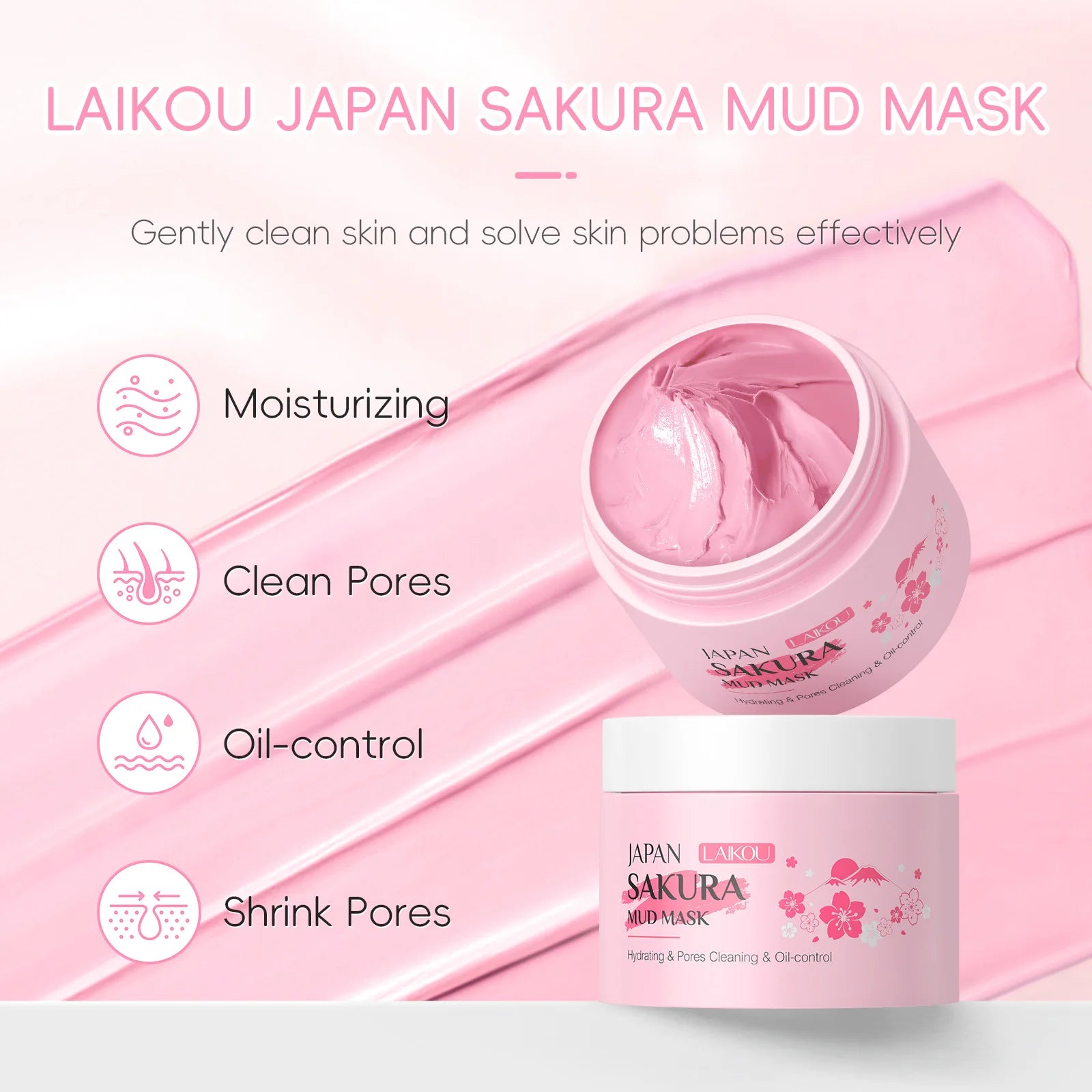 LAIKOU Sakura Clay Deep Cleansing Face Mask — Oil Control & Pore Refining