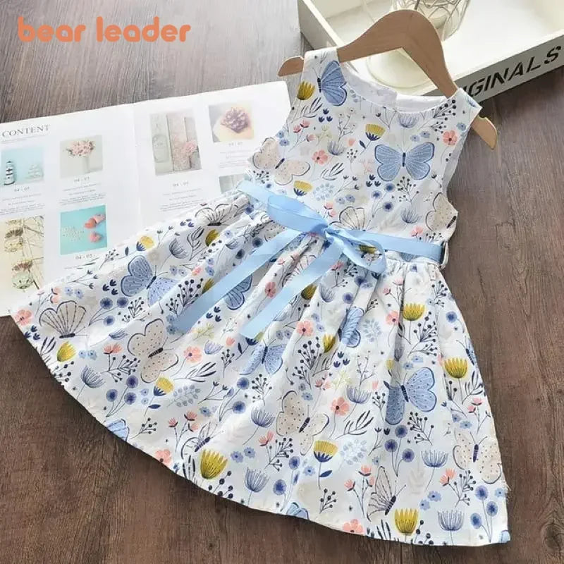Floral Print Korean Girls Casual Dress — Summer Princess Dress for Children