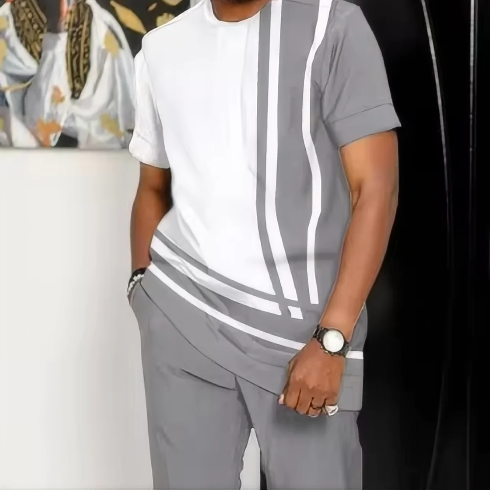 Men's 3D Print Oversized T-Shirt & Jogger Pants 2-Piece Set – Casual Sportswear